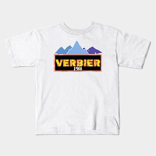 Verbier ski mountains 1988 vintage retro 80's Kids T-Shirt